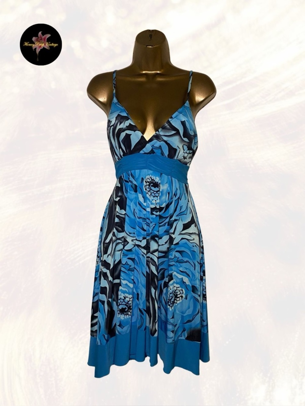 Y2K Blue Floral Slip Dress